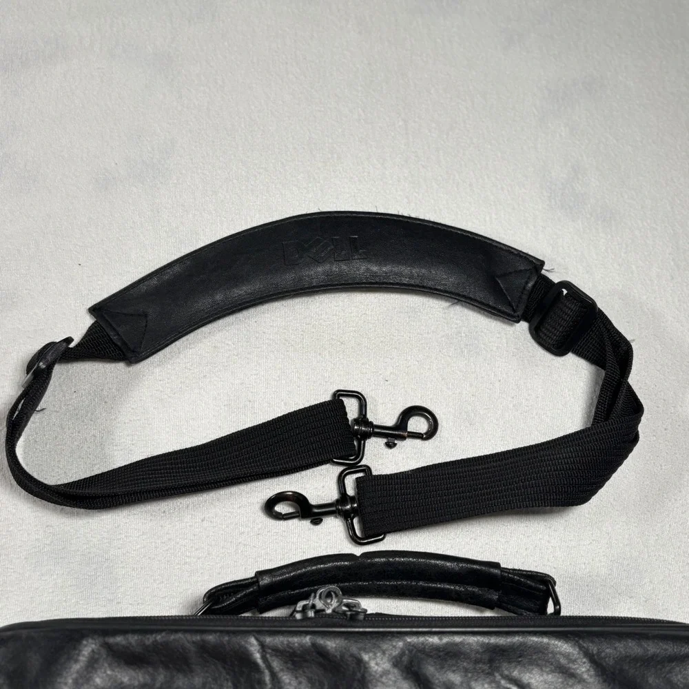 Dell Laptop Briefcase‎ Bag Mens Large Black Excellent Leather Multi-Compartment